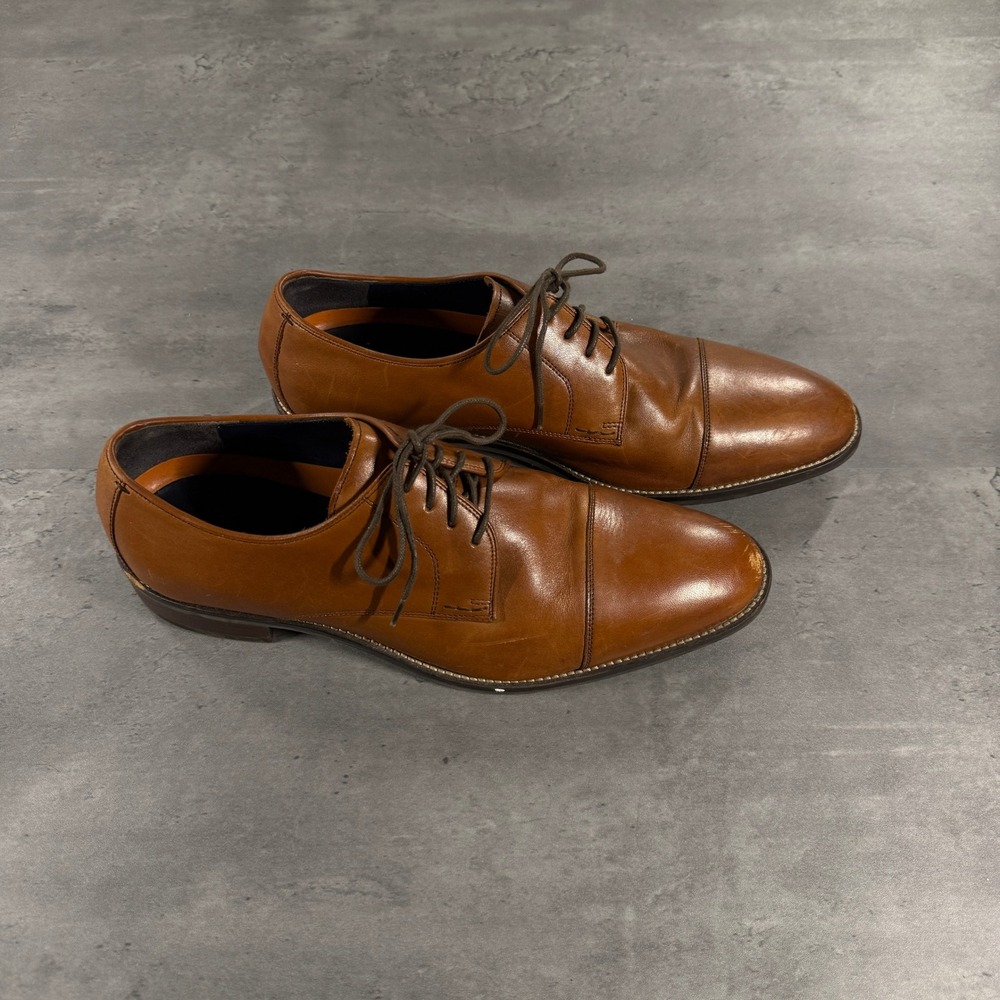 Cole Haan Lenox Hill Oxford Shoes Mens 11.5 Cap Toe Tan Leather Lace Up Dress